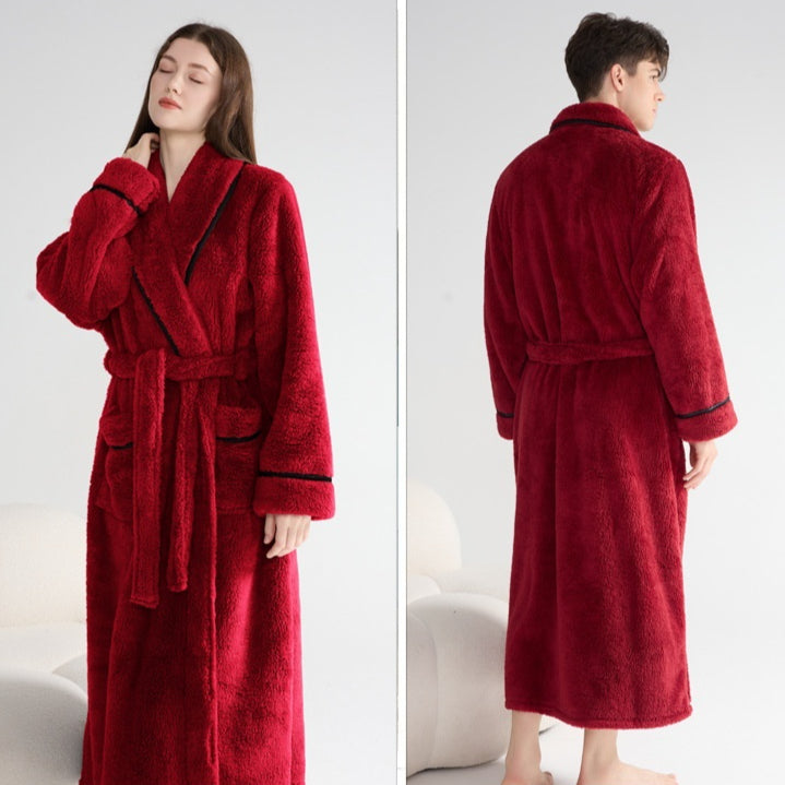 Automne et hiver épais robe de nuit style couple