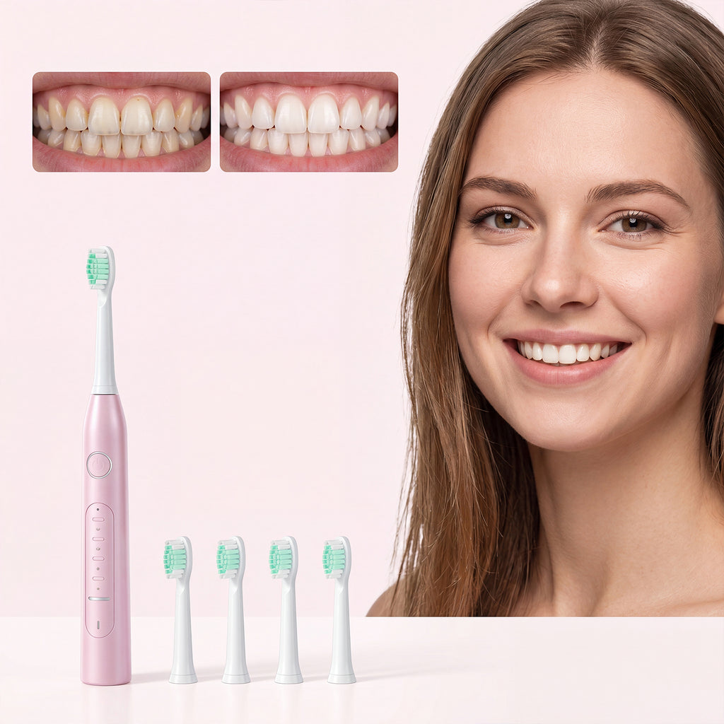 CH-926 Brosse à dents électrique blanche avec 2 têtes de brosse