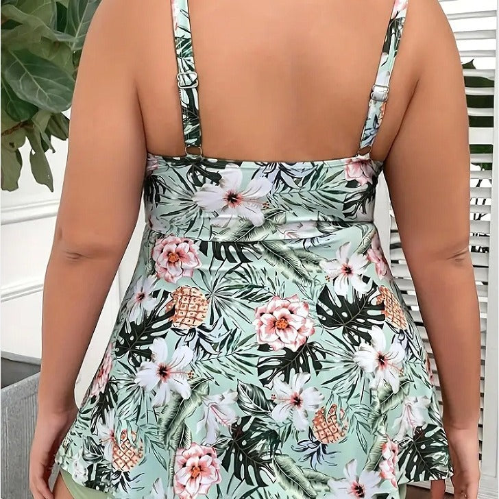 Maillot de bain deux-pièces à imprimé floral européen et américain pour femmes