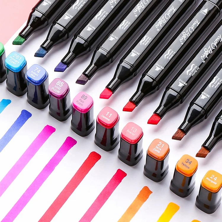 120 couleurs stylos marqueur ensemble Manga pinceau stylo dessin étudiant Kawaii Art School Suppli