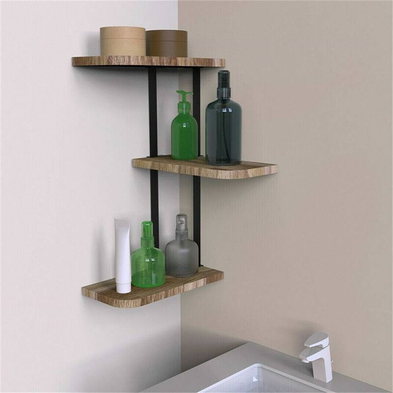 Tablette d'angle 3-Tier Lucca moderne - étagères murales flottantes pour le stockage et l'affichage bâtiment Su