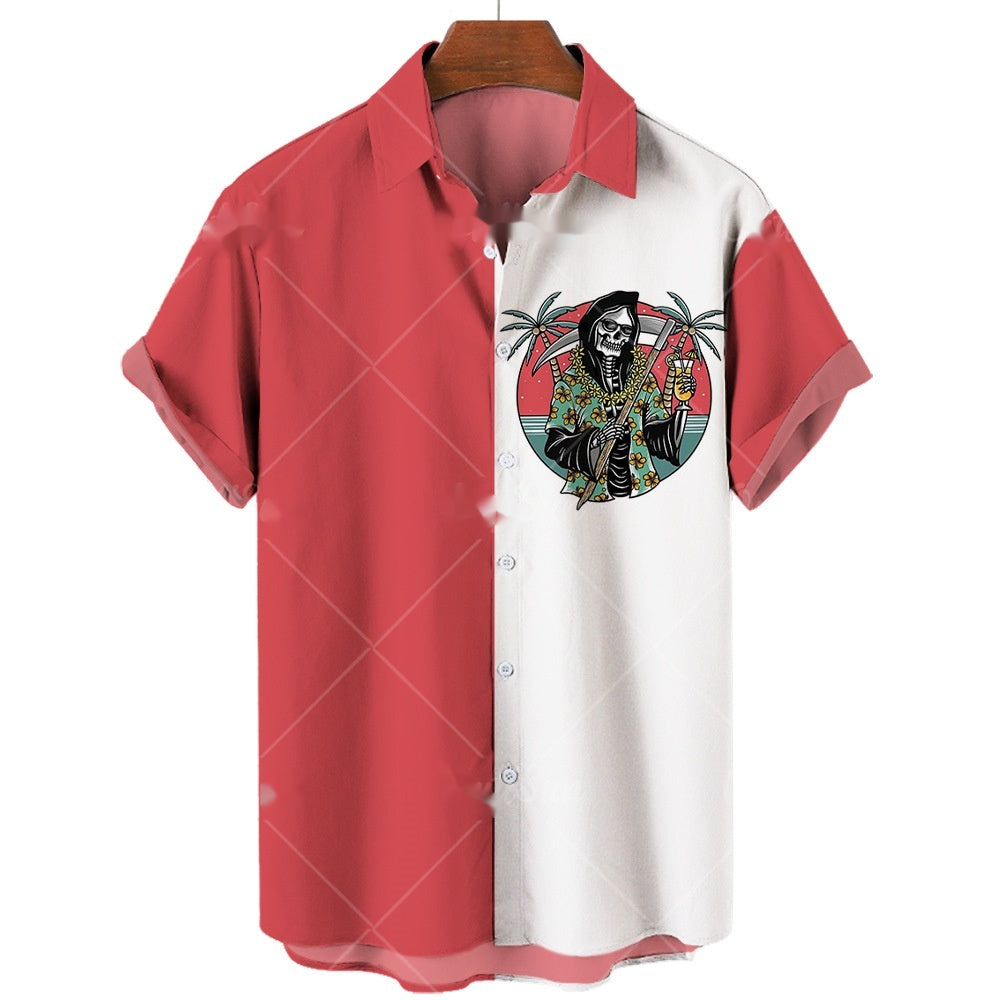 Chemise Lapel 3D numérique à manches courtes homme