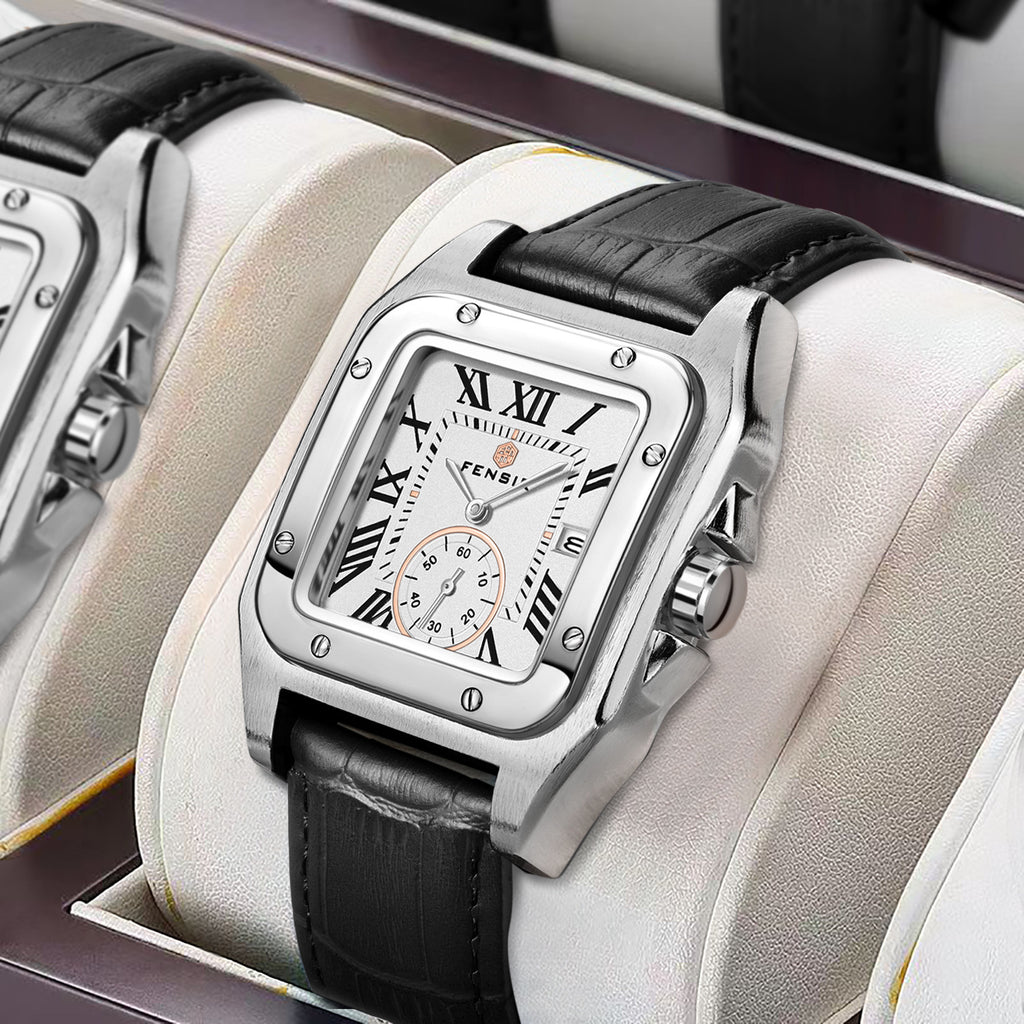 Versatile Retro Square Men's Watch with Calendar