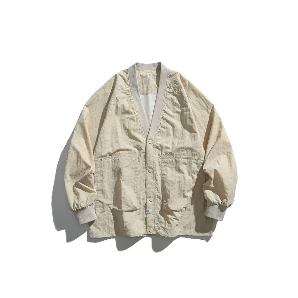 Retro col V Cardigan Coat Couples unisexes Veste Top
