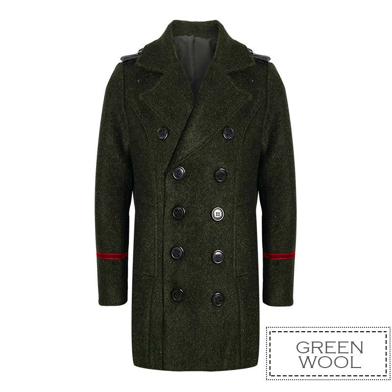 Garçons Noir Smart Casual Cashmere Coat Vert Style militaire Woolen Veste 3-9Y