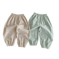 Danss Summer Pantalon de Plaid pour enfants Style mince de lin