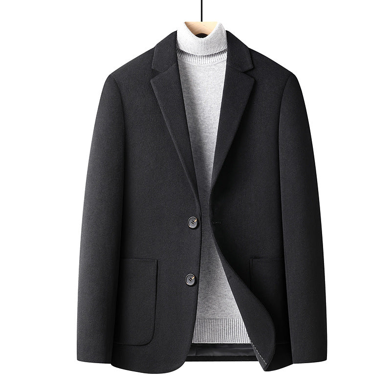 Automne et hiver Couleur solide Laine courte Woolen costume homme