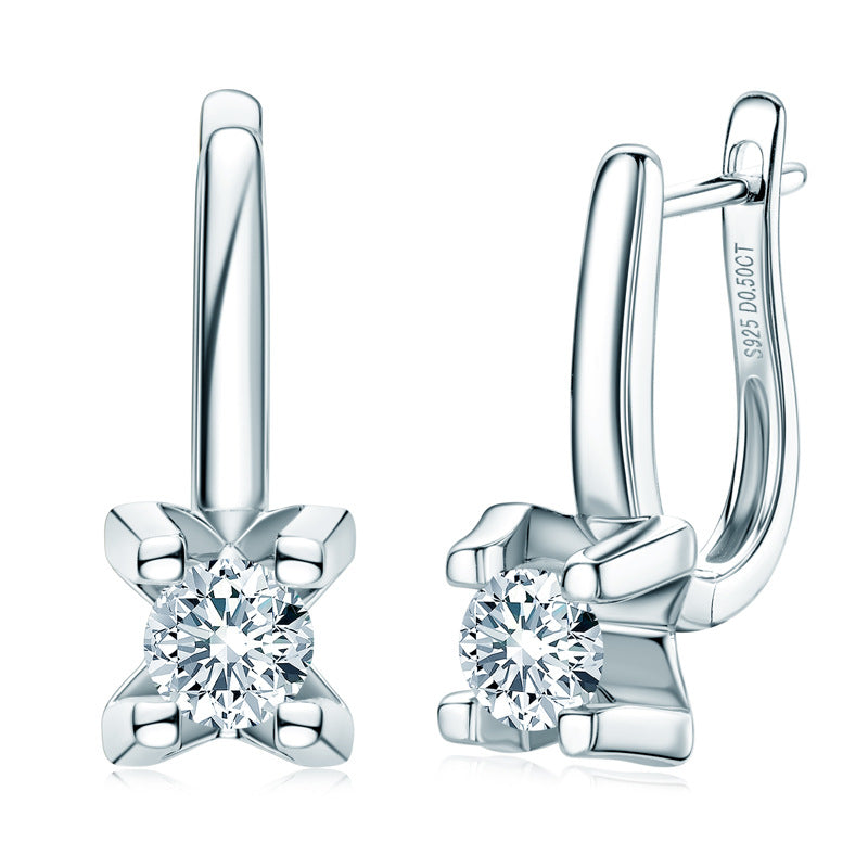 Boucles d'oreilles Moissanite S925 Argent Sterling