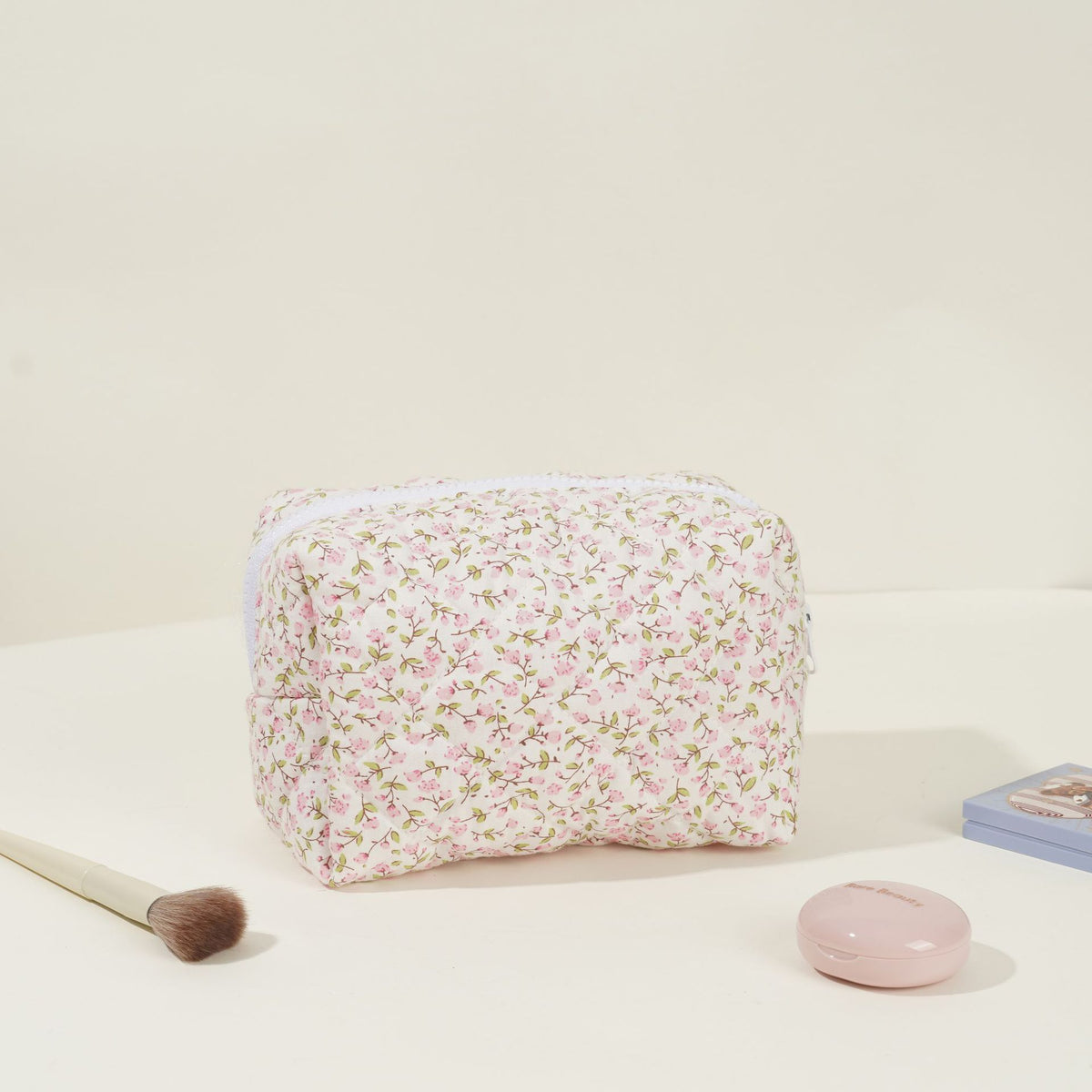 Sac de maquillage matelassé floral Grande capacité