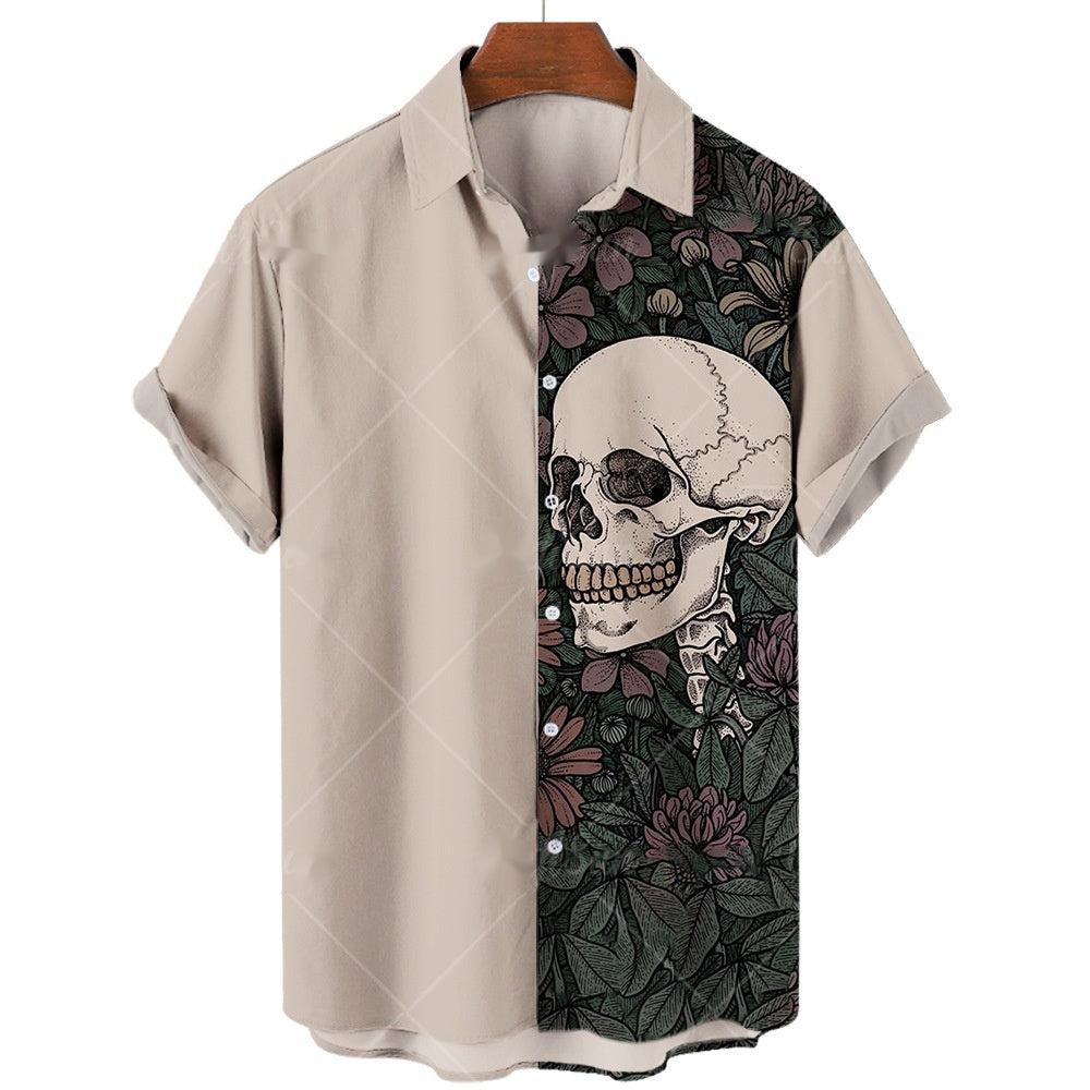Chemise Lapel 3D numérique à manches courtes homme