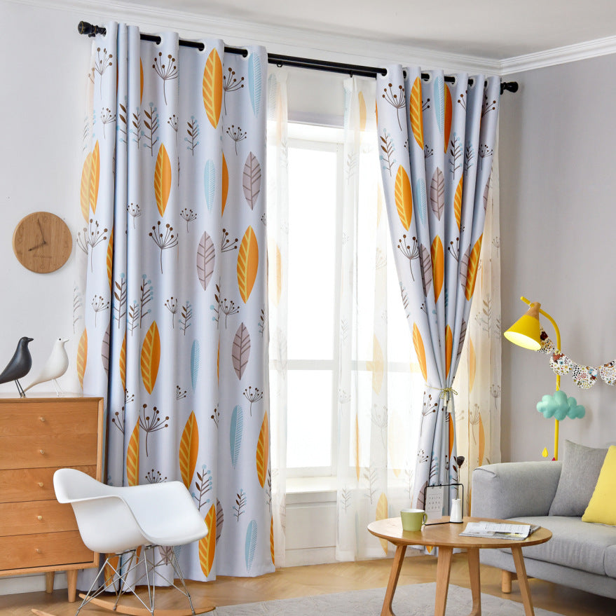 Style nordique Nordic Leaf Rideau Shading Chambre à coucher Salon Shading Rideau Finished Simp