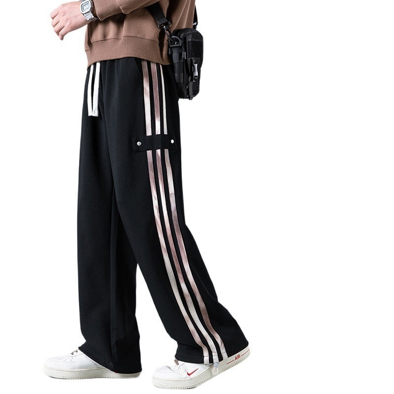 Sweatpants à trois rayures pour hommes Spring American High-Street Style Joggers