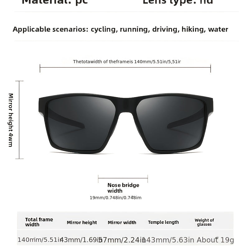 Lunettes de soleil de sport carrées de protection Uv400 pour hommes