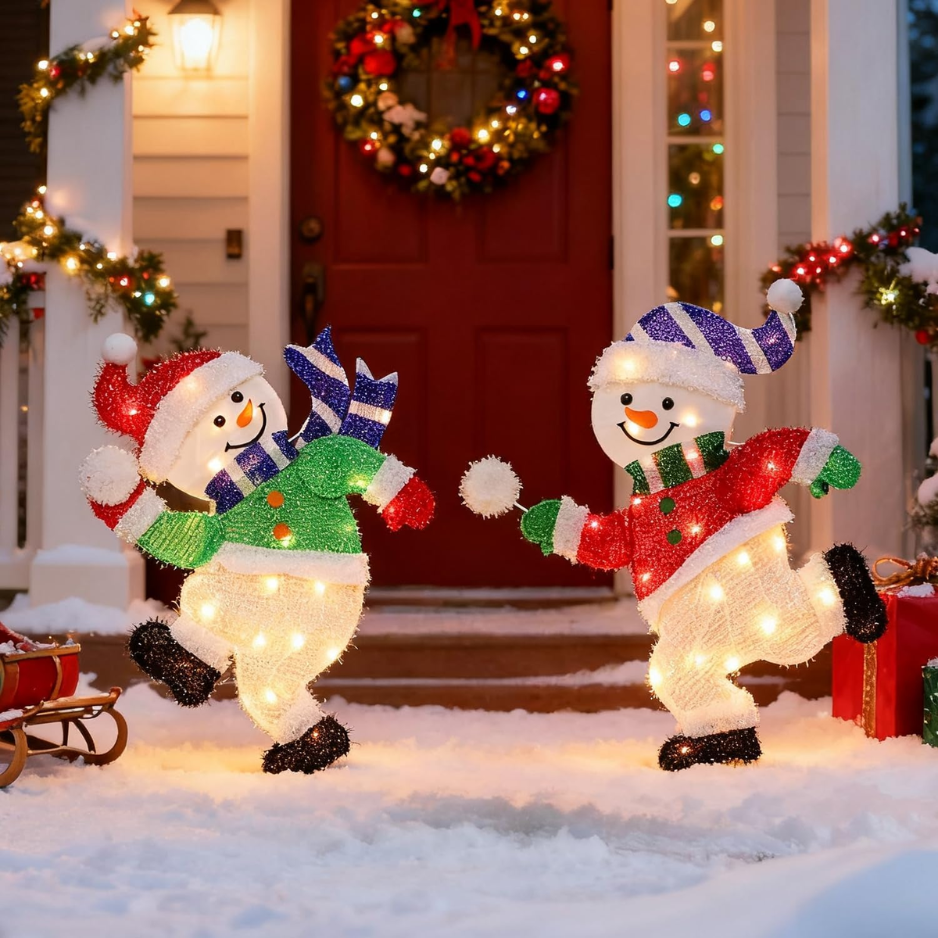 Set de 2 Décorations de Noël pour Snowmen Lighted