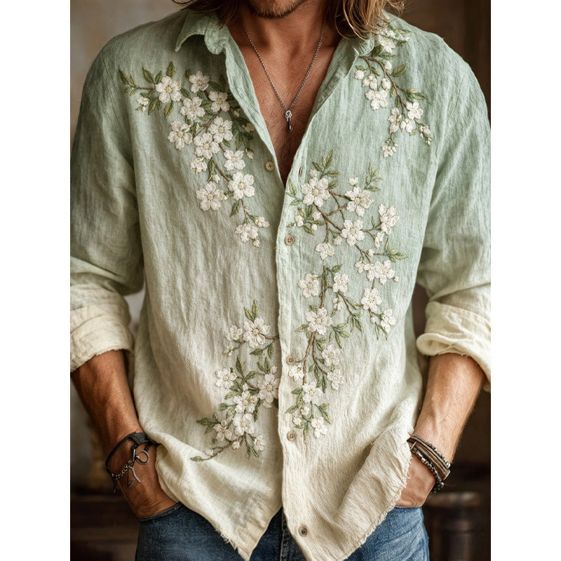 Chemise casual rétro à imprimé numérique pour homme