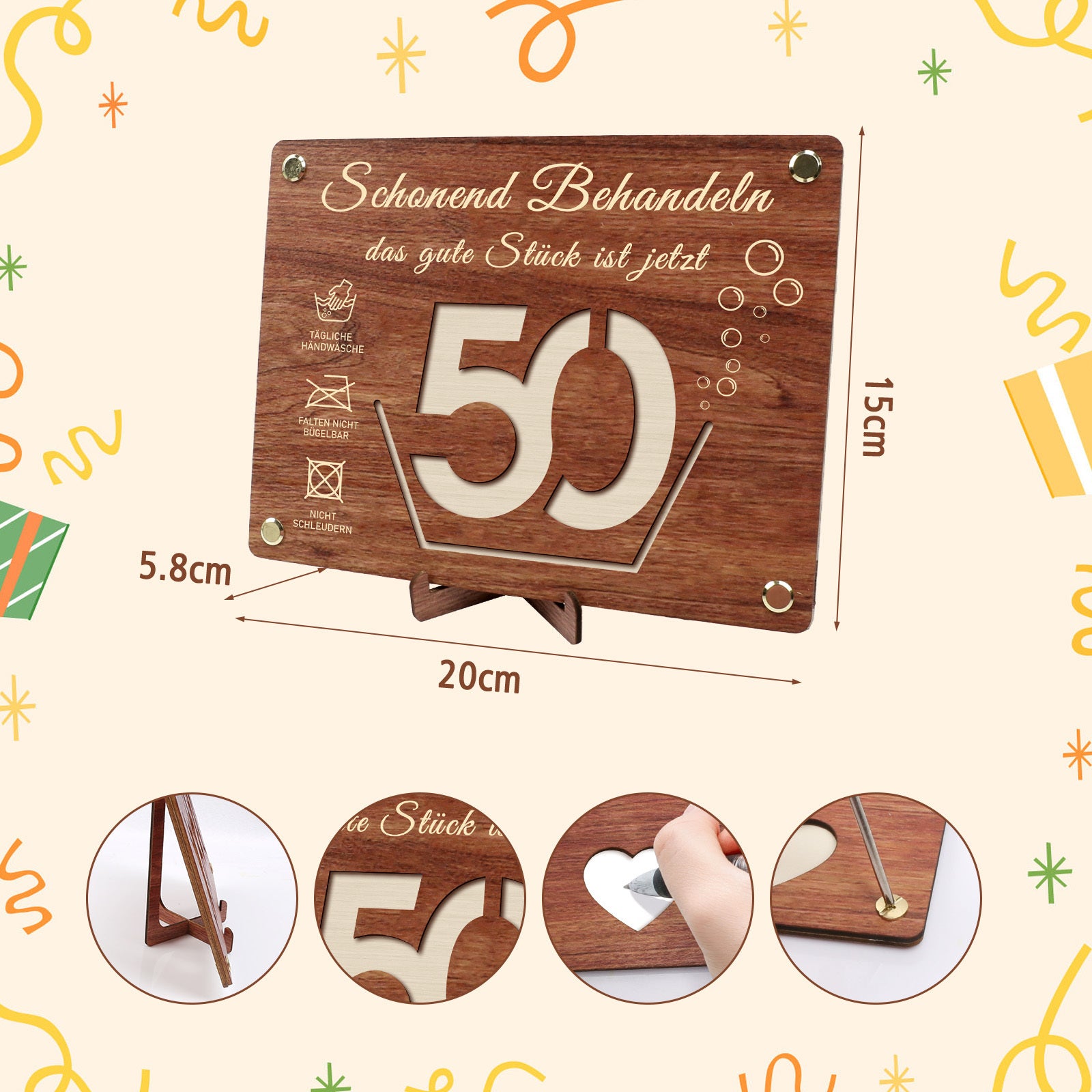 Forfaits de fête - Cadeau en bois pour un 50e anniversaire – Un souvenir intemporel pour un anniversaire spécial