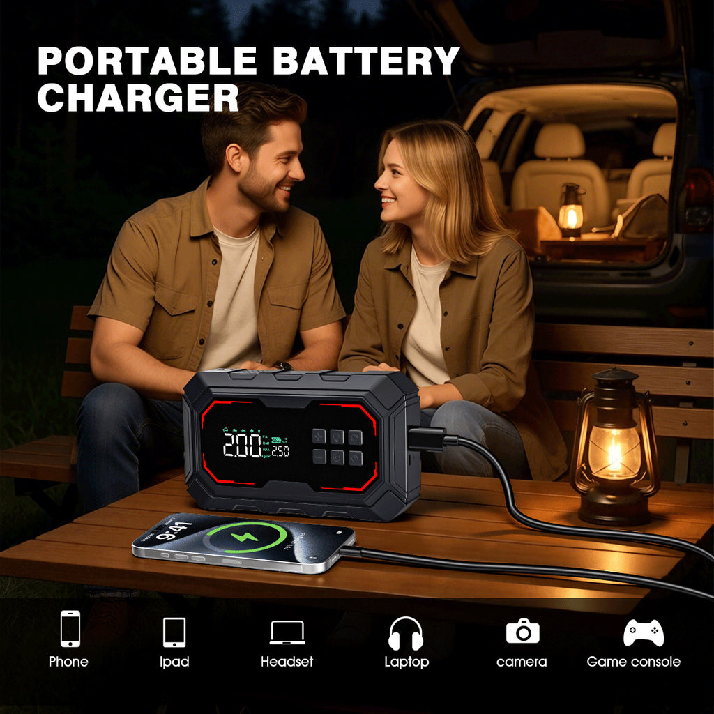5 En 1 voiture J Ump Banque d'alimentation avec compresseur d'air et booster de batterie légère