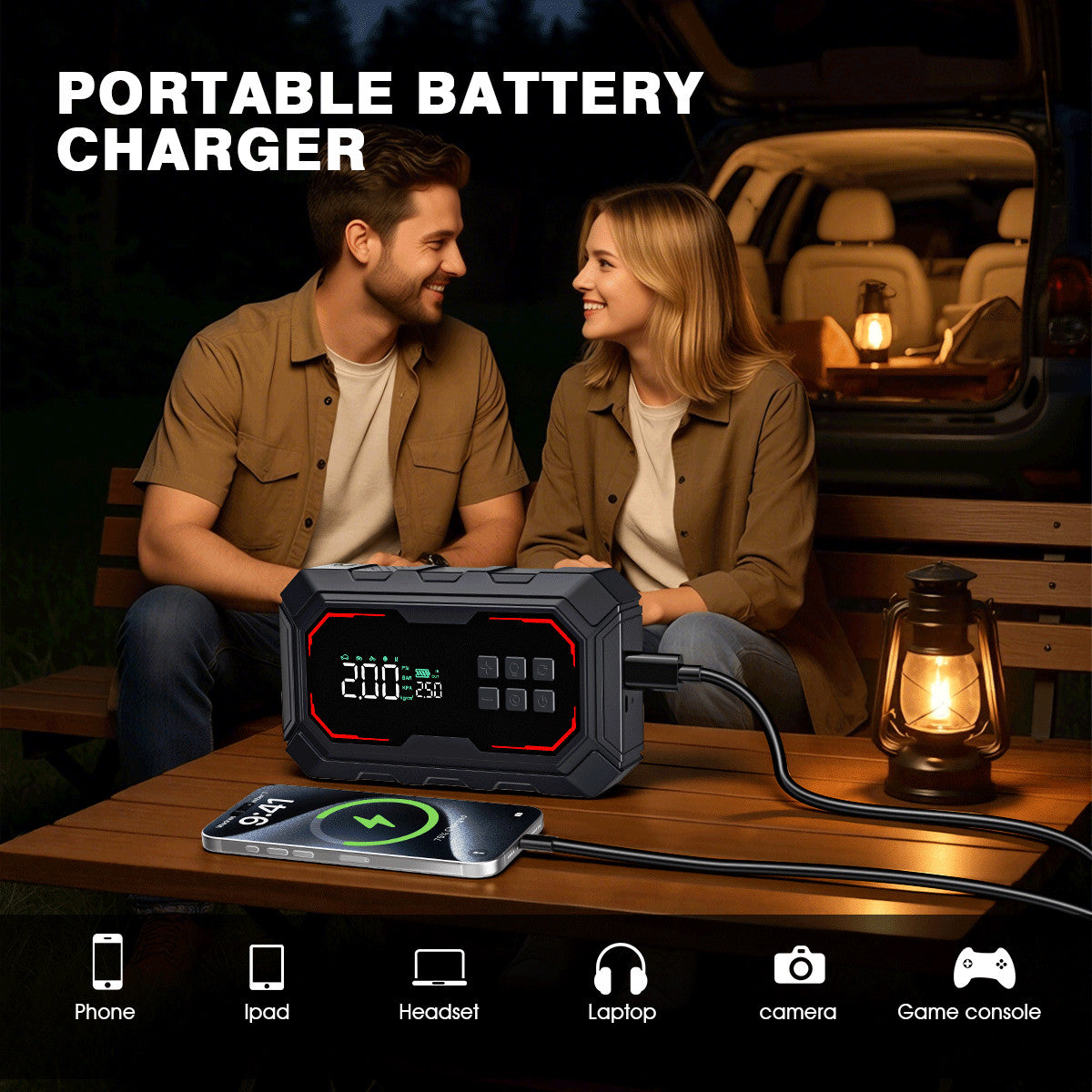 5 En 1 voiture J Ump Banque d'alimentation avec compresseur d'air et booster de batterie légère