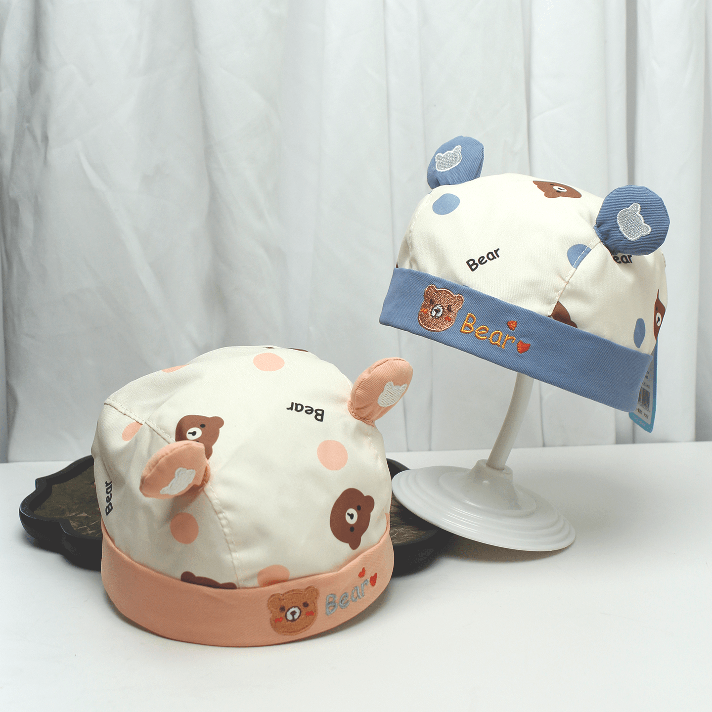 Été Baby-style tête d'ours de dessin animé brodé trois dimensions oreilles rembourrées Soft Top Com