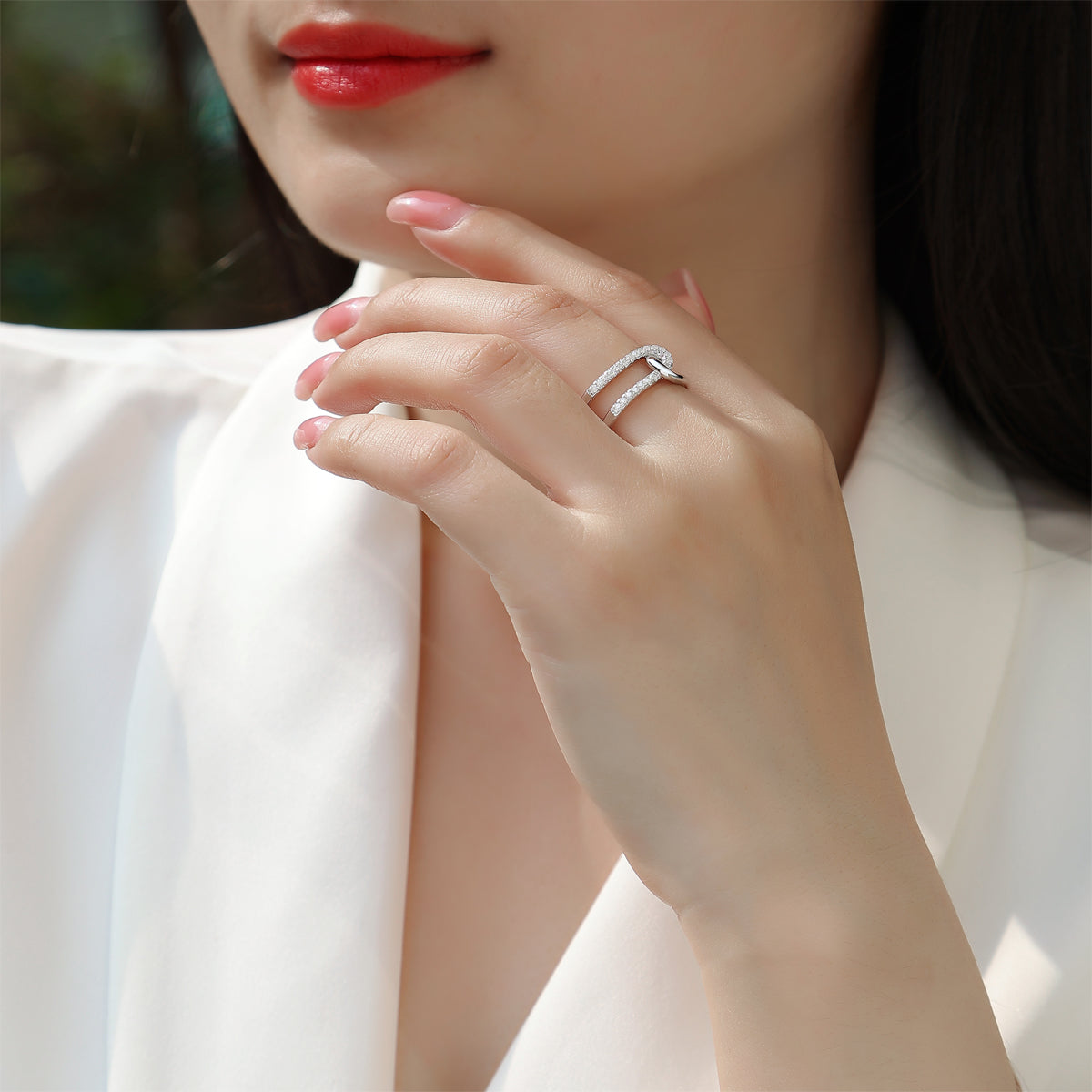 S925 Argent 3.7g Anneau de Moissanite plaqué platine