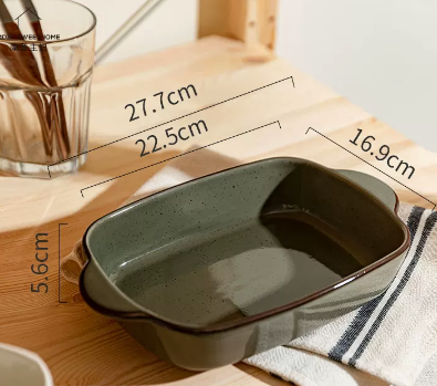 Plateau de riz cuit Bol de cuisson en céramique avec deux oreilles plaque micro-ondes de ménage