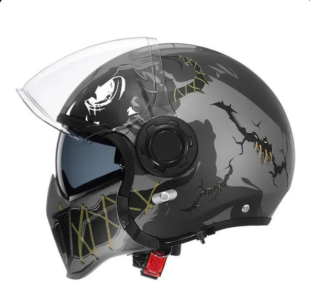 Casque de moto rétro Warrior noir