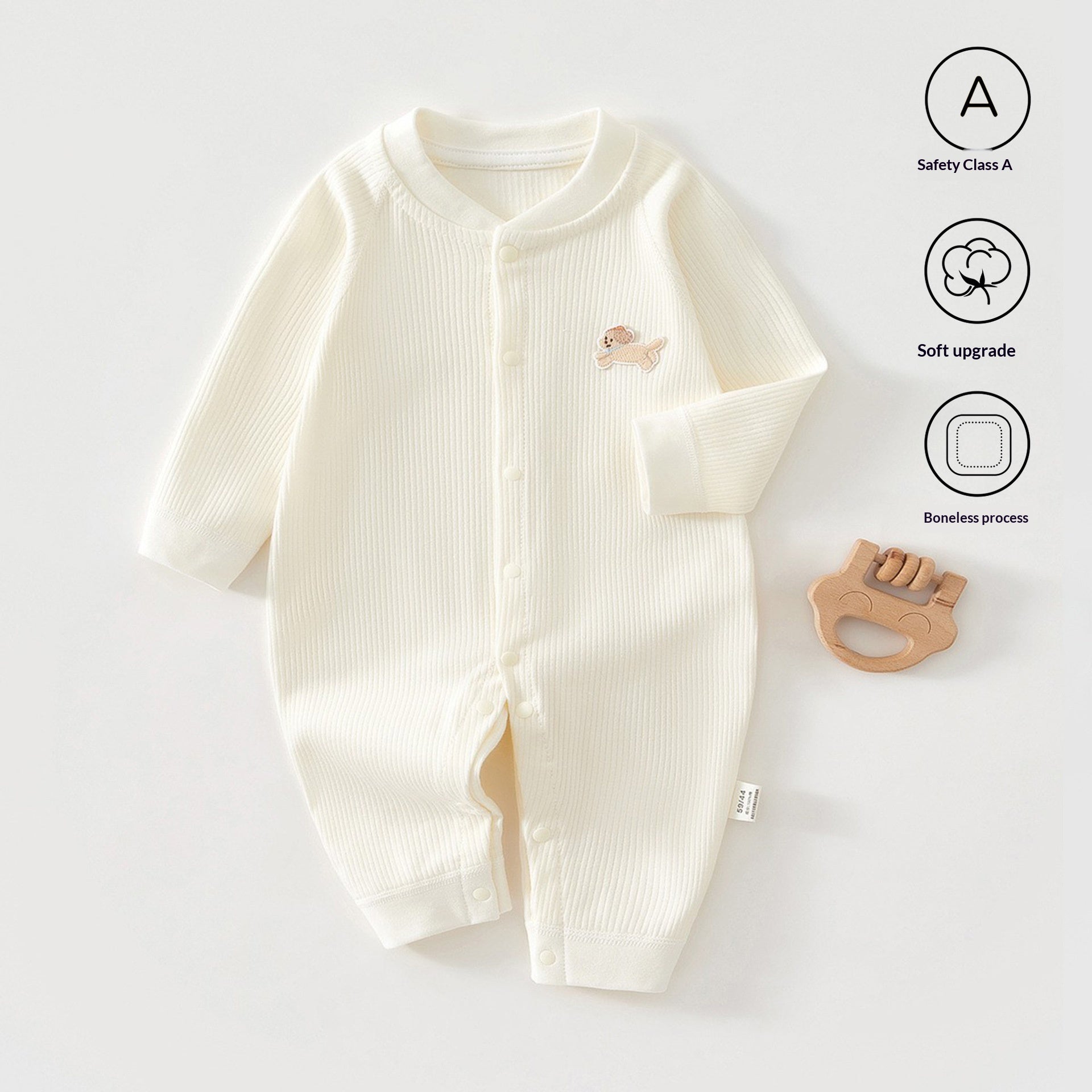 Pure coton sans os Romper Base-couche Vêtements pour bébés Pyjamas unis de couleur unie