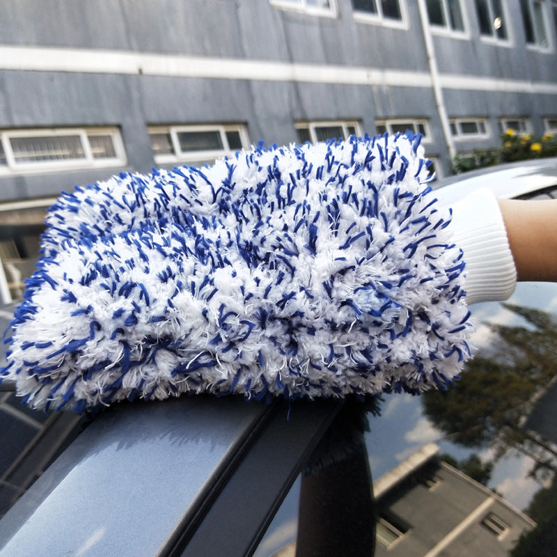 Grand gant de lavage de voiture de polaire de corail