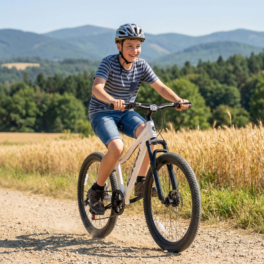 Vélo de montagne jeune 24 pouces avec 7 vitesses et suspension avant Cadre en acier durable
