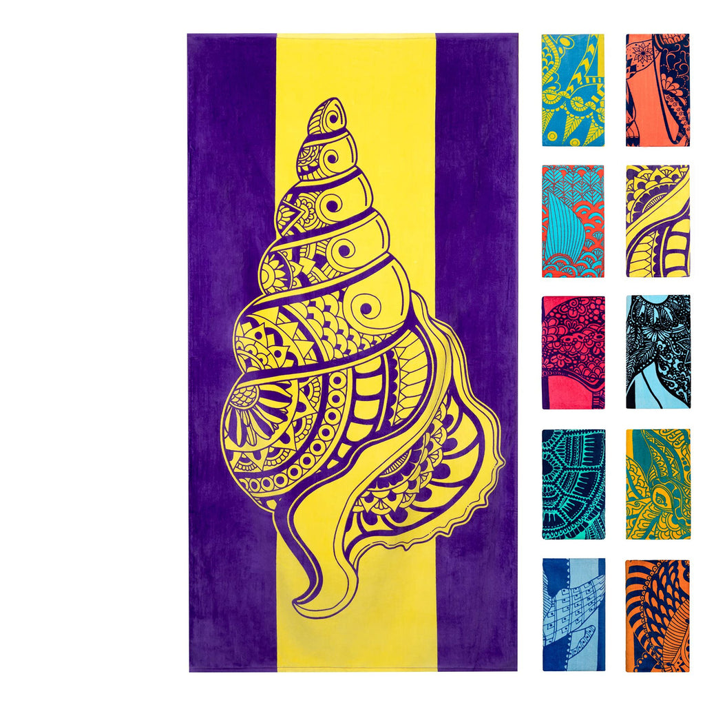 Turtle Pattern Sale Marine Life Dolphin Conch Blue Tropical Fish Beach Towel