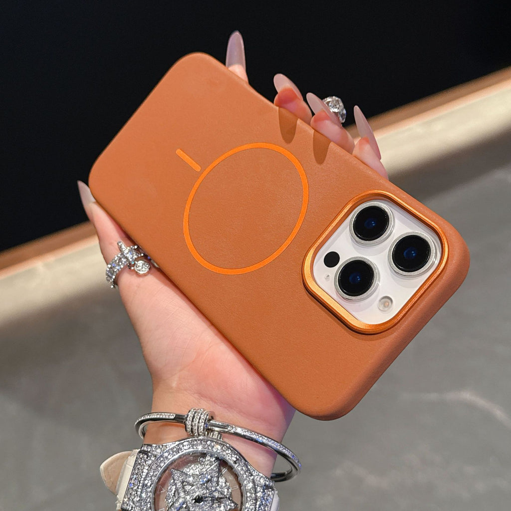 Éléphant Motif en cuir Cercle fin Aspiration magnétique Cas de téléphone