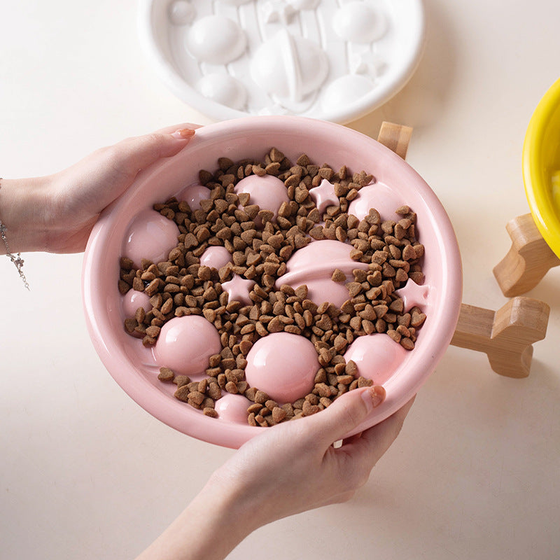 Pet Céramique Bol d'alimentation lente et plat pour la protection des épines cervicales