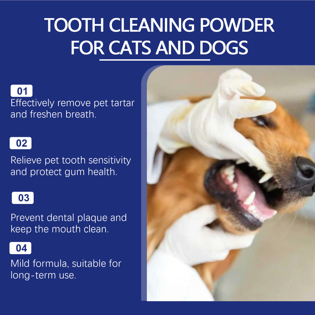 Poudre de nettoyage des dents des animaux de compagnie