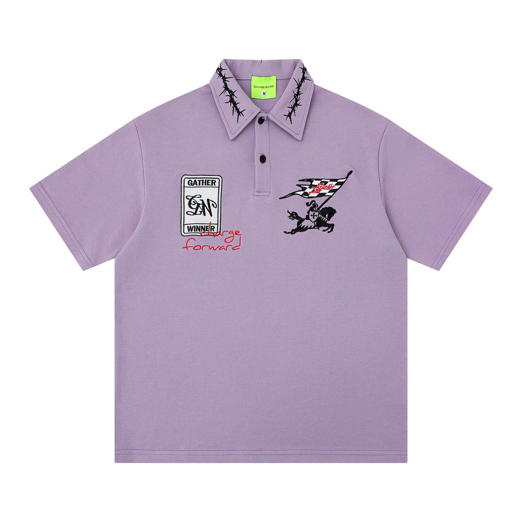 T-shirt retro à manches courtes en lapel