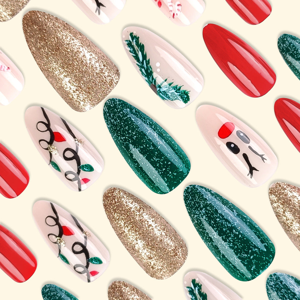 Sticker à ongles en forme de goutte d'écorce de canne à sucre de Noël