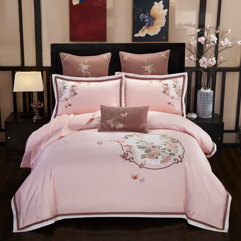 Brodé de style chinois 60-count Cotton à longue distance Literie