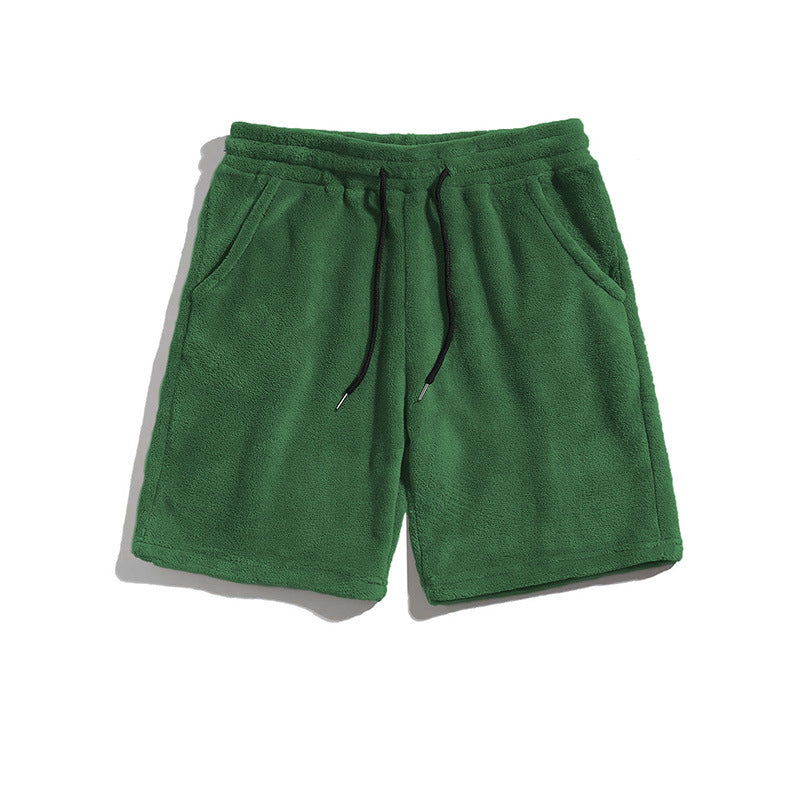 Homme SpringAutomn Coral-Fleece Sports-Style Casual Plus-Size Short