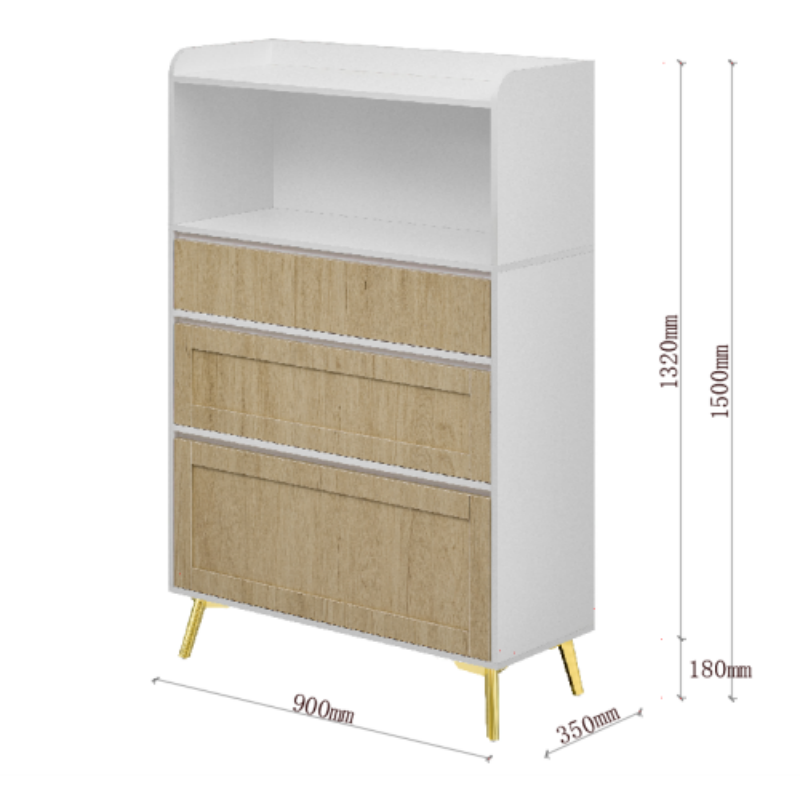 Design moderne Cadre en bois massif blanc Cabinet de rangement à trois tiroirs