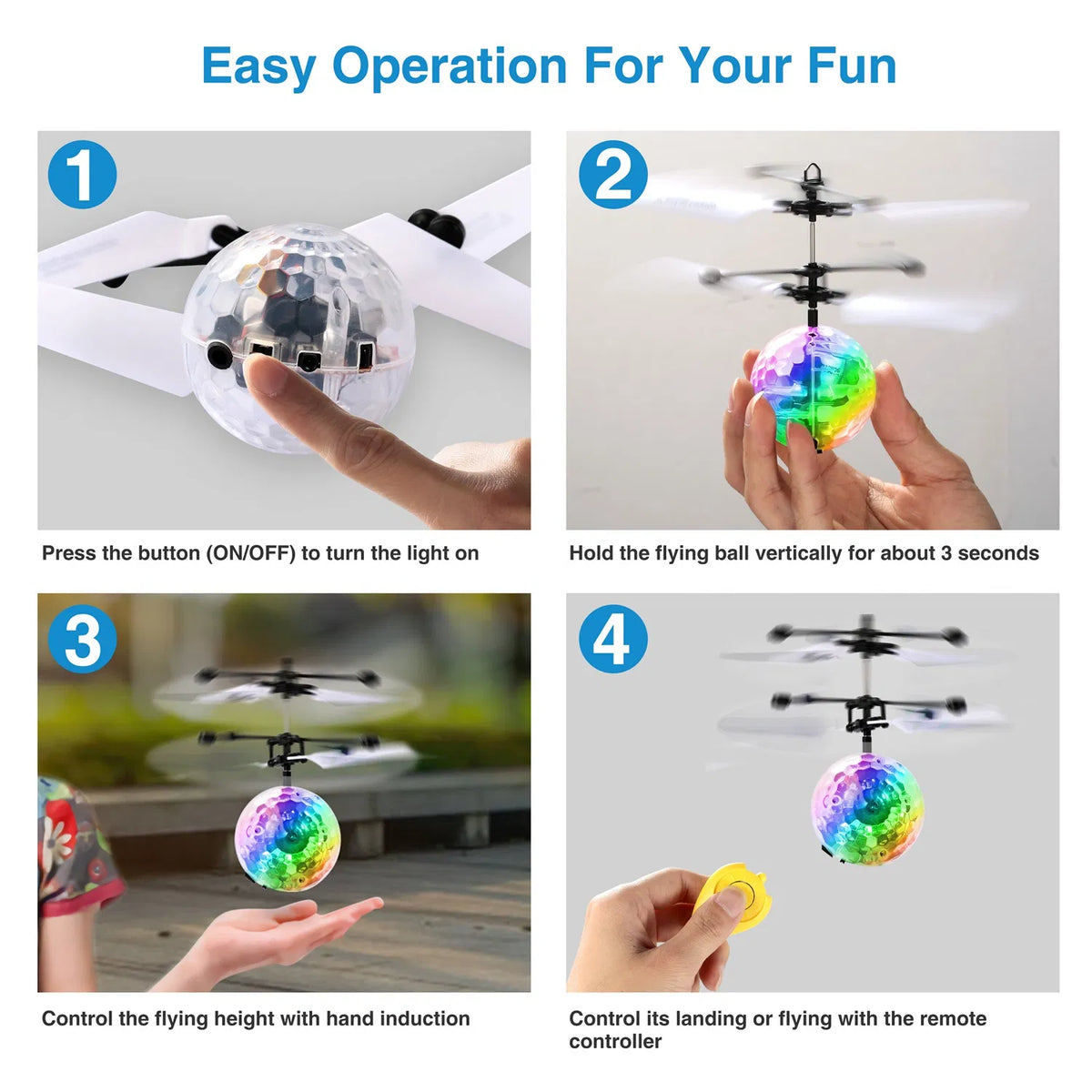 RC Balles volantes Induction infrarouge électrique Drone Hélicoptère balle LED légers enfants volant vers