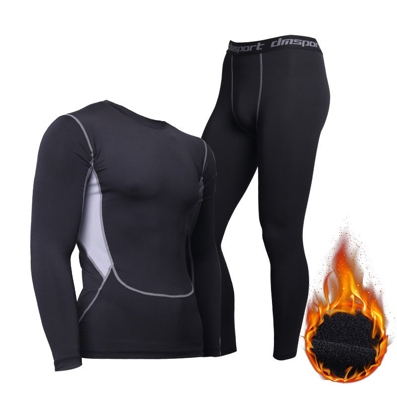 Ensemble de vêtements de fitness sport pour hommes Entraînement de course Basketball Plus Pantalon de compression Velvet
