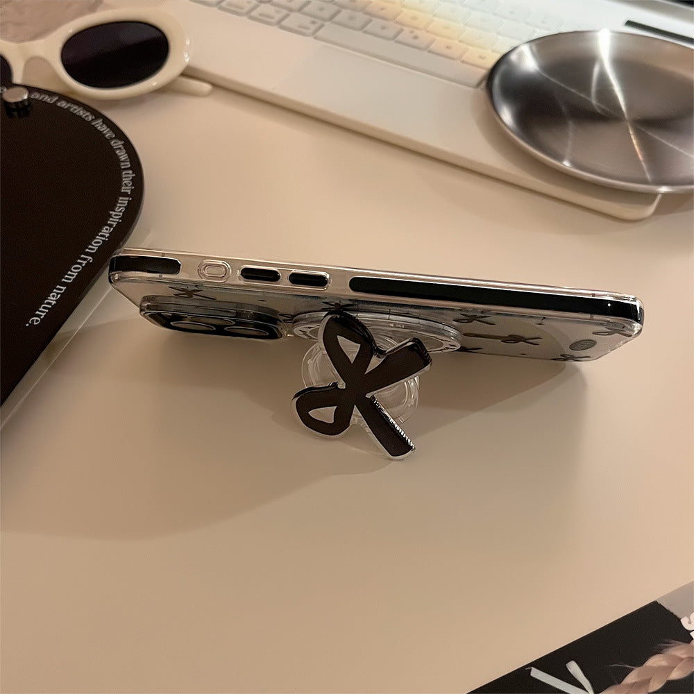 Transparent Black Bowknot Magnetic Case