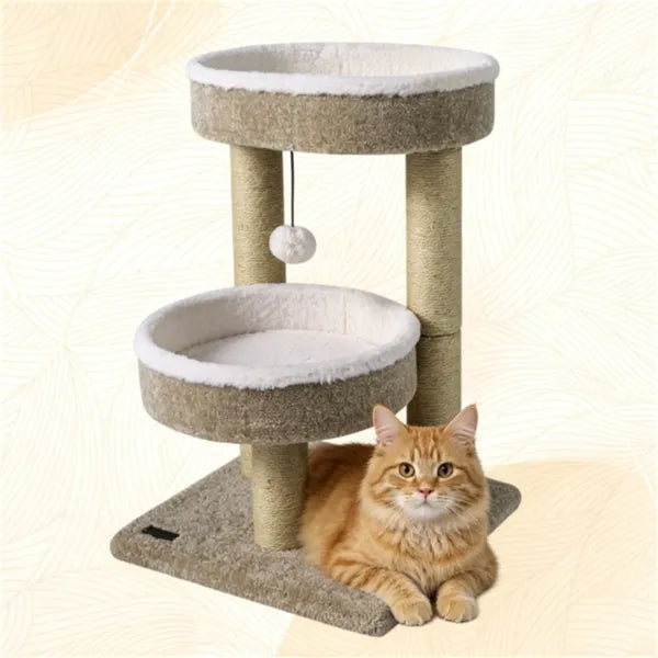 Arbre de chat compact de 24 pouces avec 2 perches en peluche