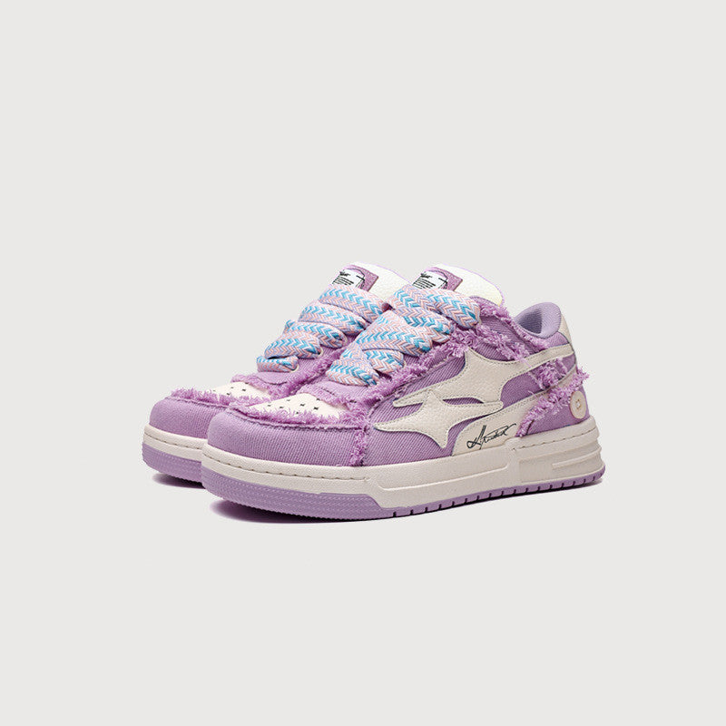 Femmes Mode Lavande Violet Fond épais Sports Casual Board Chaussures