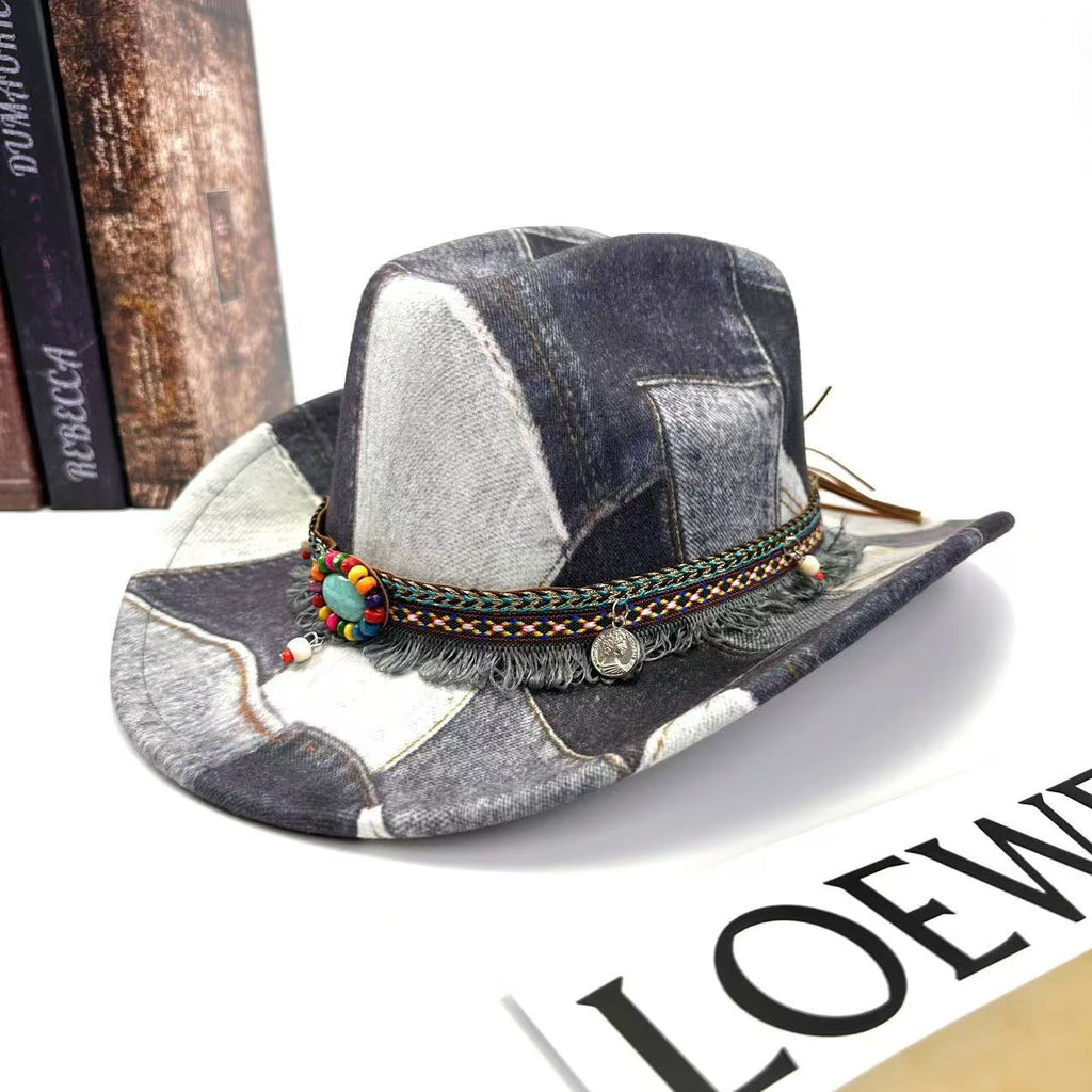 Chapeau de jazz retro décontraction couleur-bloc plat