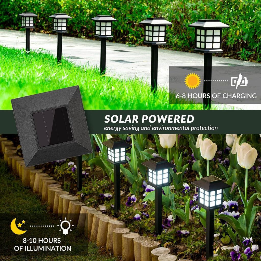 12x LED Solar Power Garden lumières Stake post paysage chemin pelouse lampe extérieur