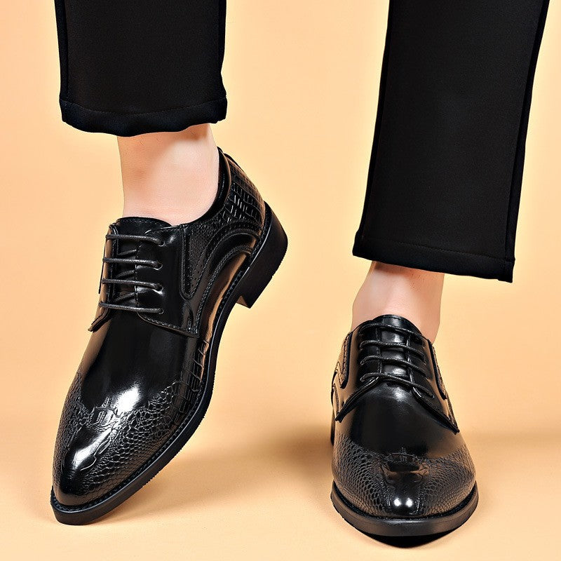 Men's Casual British Style Pointed-Toe Leather Shoes Plus Size