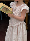Robe en Pure Cotton Bubble Brodée Robe Hollow