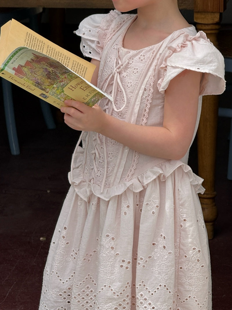 Robe en Pure Cotton Bubble Brodée Robe Hollow