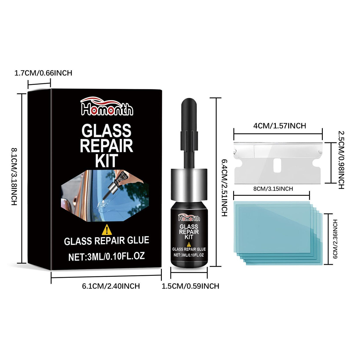 Kit de réparation de pare-brise en verre HOMONTH