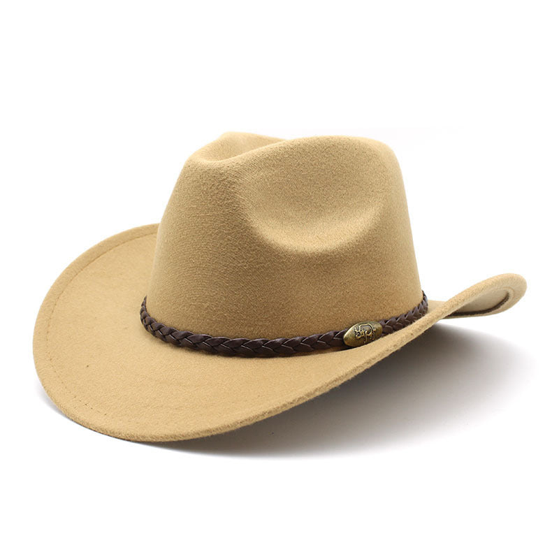 Hommes Riding Outdoor Voyage Courbe-brime Laine Chapeau supérieur